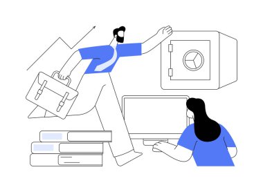 X jenerasyonu soyut konsept vektör çizimi. Orta yaş, ebeveynler, iş hayatı dengesi, güçlü profesyonel, soğuk savaş, kişisel hesaplama, borç ödeme, istikrarlı tasarruf planı soyut metafor.