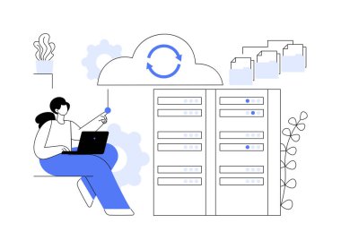 Büyük veri mühendisliği soyut konsept vektör çizimi. Yazılım mühendisliği, büyük veri işleme sistemi, büyük veri mimarisi, veritabanı teknolojisi, büyük işlem sistemleri soyut metafor.