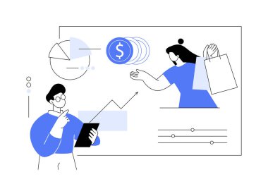 Danışman satışlar soyut konsept vektör çizimi. Danışman pazarlama, ürün sunumu, müşteri odaklı satış yaklaşımı, b2b satış yöntemi, iş modeli soyut metaforu.