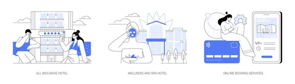 Gastgewerbe Abstrakte Konzept Vektor Illustration Set All Inclusive Hotel Wellness — Stockvektor