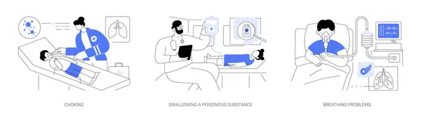 Pediatric Emergency Medicine Abstract Concept Vector Illustration Set Choking Swallowing — Stock Vector