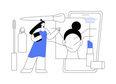 Makyaj kursları soyut konsept vektör çizimi. Makyaj sanatları eğitimi, güzellik tedavi dersleri, okul sertifikası, kozmetik ana sınıfı, profesyonel çevrimiçi soyut metafor.