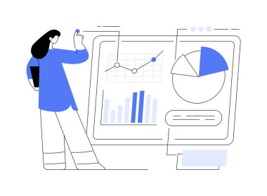 Veri odaklı iş modeli soyut konsept vektör çizimi. Veri analizi, veri odaklı iş, kapsamlı strateji, yeni ekonomik model, güvenilir karar verme soyut metaforu.