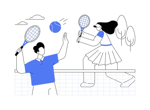 网球营抽象概念矢量图解 夏令营 网球学院 初级训练 儿童专业度假计划 体育活动 私人教练抽象隐喻 — 图库矢量图片