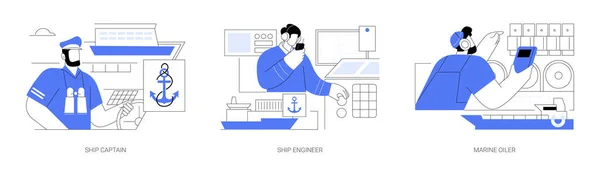 Sea Transport Professions Abstract Concept Vector Illustration Set Ship Captain — Stock Vector
