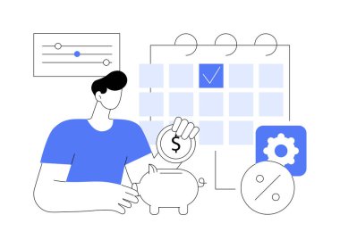 Erken ödeme indirimi soyut konsept vektör çizimi. Ani ödeme nakit indirimi, erken ödeme daha az ödeme, müşteri sadakati, satış faturası, kredi sınırı, banka bütçe aşımı soyut metafor.