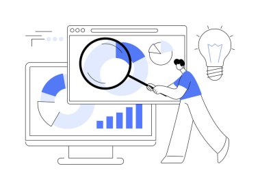 Rekabetçi zeka soyut konsept vektör çizimi. İş zekası, bilgi analizi, piyasa araştırma stratejisi, analitik yazılım, rekabetçi çevre soyut metafor.