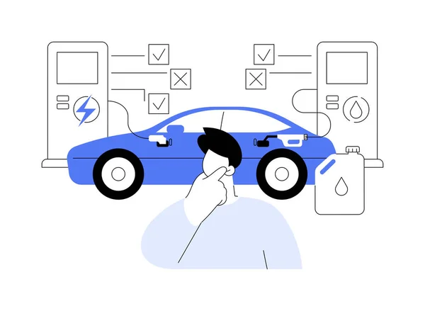 Plug Υβριδικό Αυτοκίνητο Αφηρημένη Έννοια Διανυσματική Απεικόνιση Άνθρωπος Επιλέγει Μεταξύ — Διανυσματικό Αρχείο