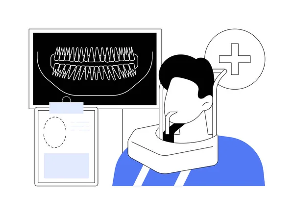 Стоматологическая Абстрактная Концептуальная Векторная Иллюстрация Человек Проходит Панорамный Рентген Зубов — стоковый вектор