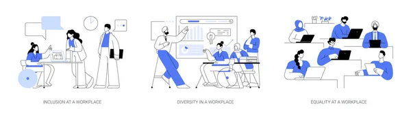Teamwork Organisation Abstraktes Konzept Vektor Illustrationsset Inklusion Arbeitsplatz Vielfalt Und — Stockvektor