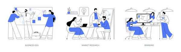 Startup Start Abstrakte Konzept Vektor Illustration Set Geschäftsidee Marktforschung Marken — Stockvektor