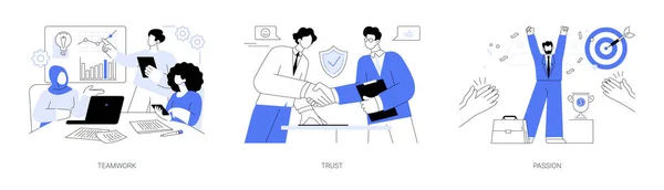 Corporate Culture Values Abstract Concept Vector Illustration Set Teamwork Organization — Stock Vector