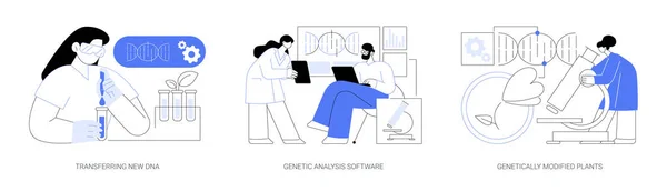 Gen Mühendisliği Soyut Konsept Vektör Çizimi Seti Laboratuvarda Yeni Dna — Stok Vektör