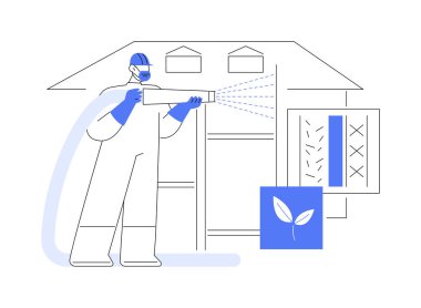 Ecowool yalıtımı soyut konsept vektör çizimi. İnsan eko-okul yalıtımı, ekoloji ortamı, sürdürülebilir bina, çevre dostu mimari yapı soyut metaforu ile ilgilenir..