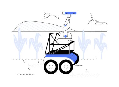 Robotların soyut konsept vektör illüstrasyonunu fenotiplemek. Robotların tarım endüstrisinde olağanüstü kullanımı, modern teknoloji, akıllı çiftçilik, tarımsal verimi geliştirmek soyut metafor.
