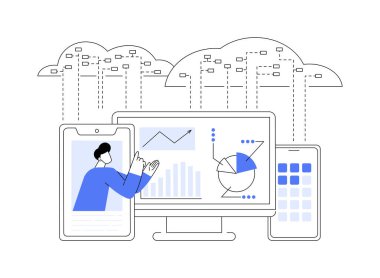 Virtualization technology abstract concept vector illustration. Process virtual representation, reduce IT expenses, run application in virtual environment, operating system task abstract metaphor. clipart