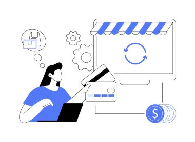 Ödeme bekleyen soyut konsept vektör çizimi. Bekleyen para, ödeme işlemleri, askıya alınan durum, engellenen miktar, çevrimiçi satın alma, süreç içindeki düzen soyut metafor.