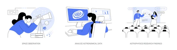 Αστρονομία Αφηρημένη Έννοια Διάνυσμα Εικονογράφηση Σύνολο Διαστημική Παρατήρηση Τηλεσκόπιο Ανάλυση — Διανυσματικό Αρχείο