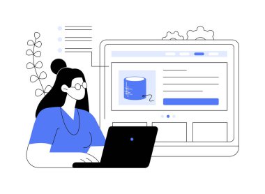Ürün soyut konsept vektör çizimi. Ürün, bilgi sayfası, web sunumu, şirket web sitesi, UI ögesi, menü çubuğu tasarımı, iniş, servis kataloğu, ticaret soyut metaforu hakkında.