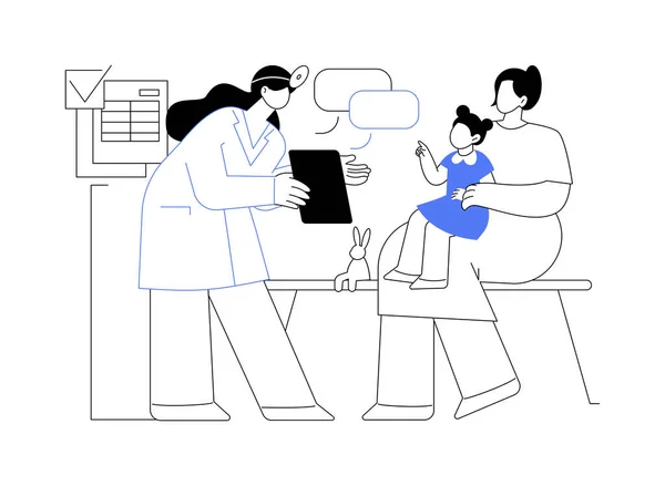 Kind Jaarlijkse Gezondheidscontrole Abstracte Concept Vector Illustratie Moeder Baby Doktersafspraak — Stockvector