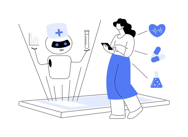 Chatbot Salud Abstracta Concepto Vector Ilustración Artificial Intelligence Caregiver Chatbot — Vector de stock
