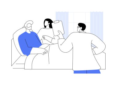 Cerrahi soyut konsept vektör çiziminden önce. Doktor, hastanedeki, ilaç sektöründeki, acil servisteki, anestezi muayenehanesindeki, soyut metafordaki hastalara yapılan testleri inceliyor..