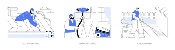 Property Cleaning Services Abstract Concept Vector Illustration Set Gutter Air — Stock Vector