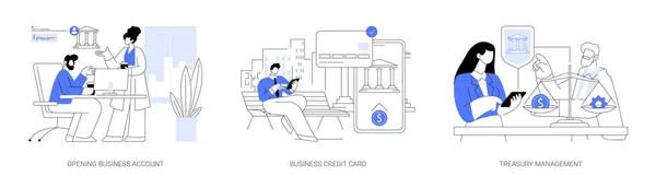 Banktjenester Erhvervslivet Abstrakt Koncept Vektor Illustration Sæt Åbning Forretningskonto Kreditkort – Stock-vektor