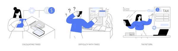Finanzbericht Abstraktes Konzept Vektor Illustrationsset Berechnung Von Steuern Schwierigkeiten Mit — Stockvektor