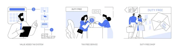 Mwst System Abstraktes Konzept Vektor Illustrationsset Mehrwertsteuersystem Steuerfreie Dienstleistung Einkauf — Stockvektor