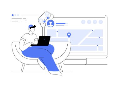 Strateji çevrimiçi oyunları soyut konsept vektör çizimi. Pc oyunları, gerçek zamanlı çok oyunculu savaş, mobil strateji oyunu, fare MMOG, tarayıcı RPG, devasa online çoklu oyuncu soyut metaforu.