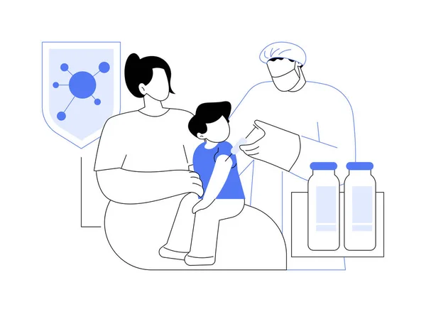 Inmunización Niños Concepto Abstracto Vector Ilustración Médico Familia Vacuna Niño — Archivo Imágenes Vectoriales