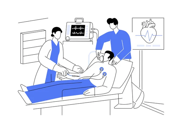 Douleur Thoracique Concept Abstrait Illustration Vectorielle Groupe Ambulanciers Aidant Homme — Image vectorielle