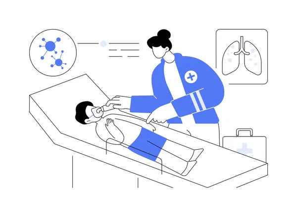 Illustration Vectorielle Abstraite Étouffante Enfant Ayant Une Crise Asthme Salle — Image vectorielle