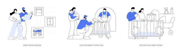 Bebek Odası Dekorasyonu Soyut Konsept Vektör Çizimi Seti Bebek Odası — Stok Vektör