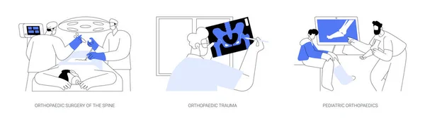 Traumatológia Ortopédiai Sebészet Elvont Fogalom Vektor Illusztrációs Készlet Ortopédiai Műtét — Stock Vector