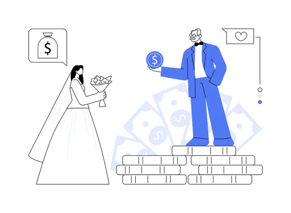 Vernunftehe Abstraktes Konzept Vektor Illustration Politische Ehe Finanzielle Motivation Alter — Stockvektor