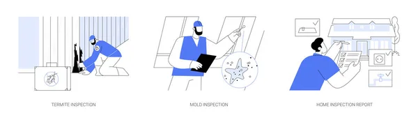 Home Inspection Service Abstraktes Konzept Vektor Illustration Set Termiteninspektion Schimmelpilzprüfung — Stockvektor