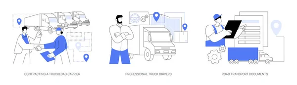 Ciężarówka Firmy Abstrakcyjny Zestaw Ilustracji Wektor Koncepcji Zamawianie Przewoźnika Ciężarowego — Wektor stockowy