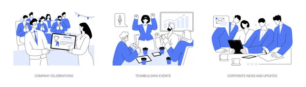Företagshändelser Abstrakt Koncept Vektor Illustration Set Företagsfester Teambuilding Företagsnyheter Och — Stock vektor