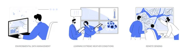 Klimawandelanalytiker Abstraktes Konzept Vektor Illustrationsset Umweltdatenmanagement Erlernen Extremer Wetterbedingungen Fernerkundung — Stockvektor