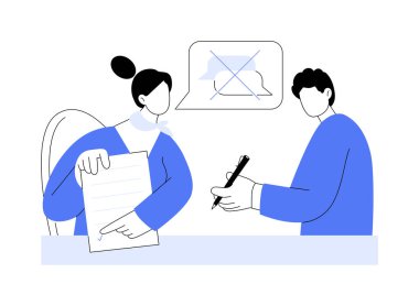 Gizlilik anlaşması soyut konsept vektör çizimi. Çalışanların imzaları NDA anlaşması, gizlilik sözleşmesi, şirket belgeleri, kurumsal iş evrakları soyut metafor.