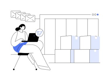 Online soyut konsept vektör illüstrasyonu siparişleri alınıyor. Çevrimiçi mağaza sahibi sipariş alıyor, e-ticaret iş tanıtımı, dijital pazarlama, reklam ajansı soyut metaforu.