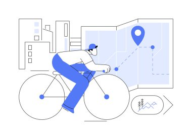 Bike paths network abstract concept vector illustration. National cycling path, bike road network, outdoor recreation, bicycle city map, park cycling route, urban bikeway system abstract metaphor. clipart