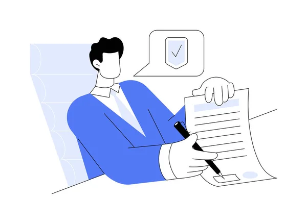 Affärsförsäkring Abstrakt Begrepp Vektor Illustration Person Som Innehar Ett Företagsförsäkringsavtal — Stock vektor