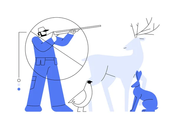 狩猟規制抽象的な概念ベクトル図 ルールと規制 銃の使用制限 狩猟法 ライセンスと手数料 季節の撮影制限 ゲーム種リストアブストラクト隠喩 — ストックベクタ