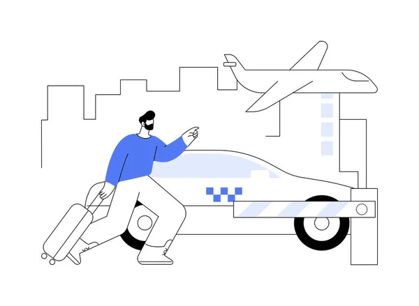 Taxi Överföring Abstrakt Begrepp Vektor Illustration Privat Transfer Till Flygplatsen — Stock vektor