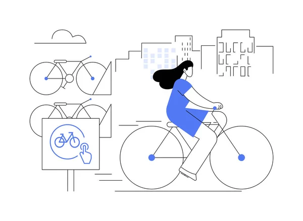 Vélo Partage Concept Abstrait Illustration Vectorielle Location Vélos Publics Application — Image vectorielle
