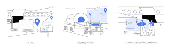 Reederei Dienstleistungen Abstrakte Konzept Vektor Illustration Set Luftpost Überdimensionale Fracht — Stockvektor