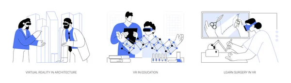 Volledige Meeslepende Virtual Reality Abstract Concept Vector Illustratie Set Virtual — Stockvector
